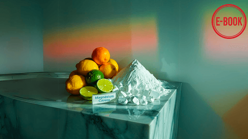 E-book sur le magnésium : repérer la carence, comparer les formes (bisglycinate, citrate, malate, L-thréonate) et doser en toute sécurité.