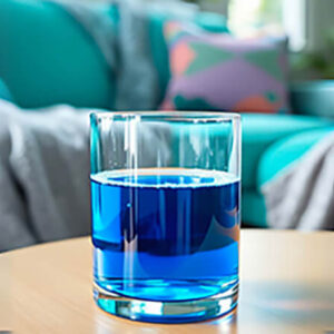 Verre contenant du bleu de méthylène dilué – e-book HumansCloud